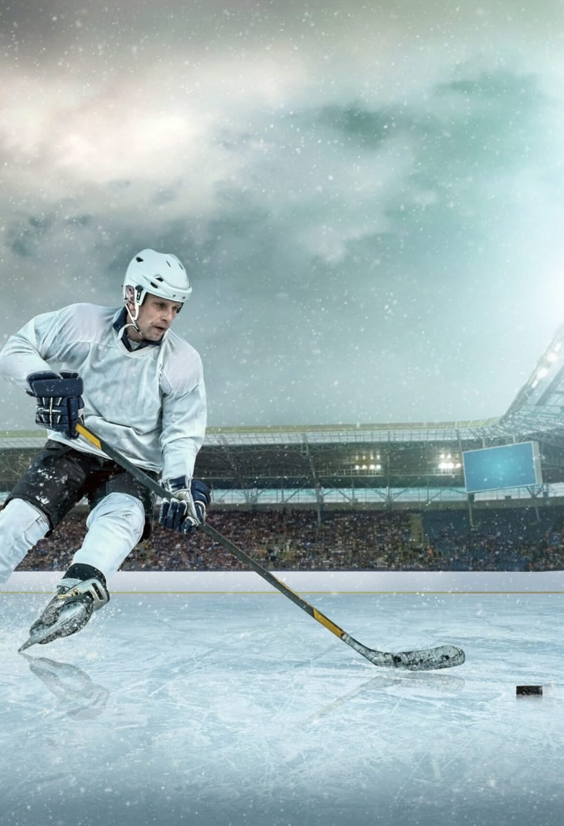 Ice,Hockey,Player,On,The,Ice.,Open,Stadium,-,Winter